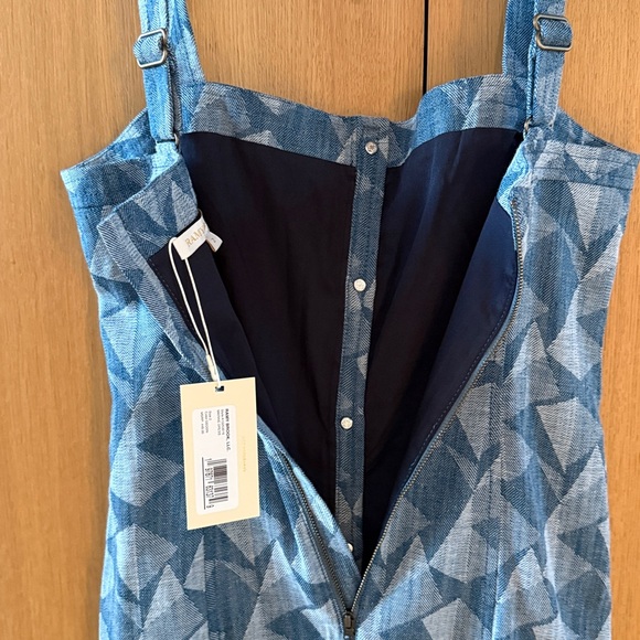 RAMY BROOK Marine Printed Denim Sleeveless Midi Dress Color Geo Print Size 2 NWT - Picture 10 of 14